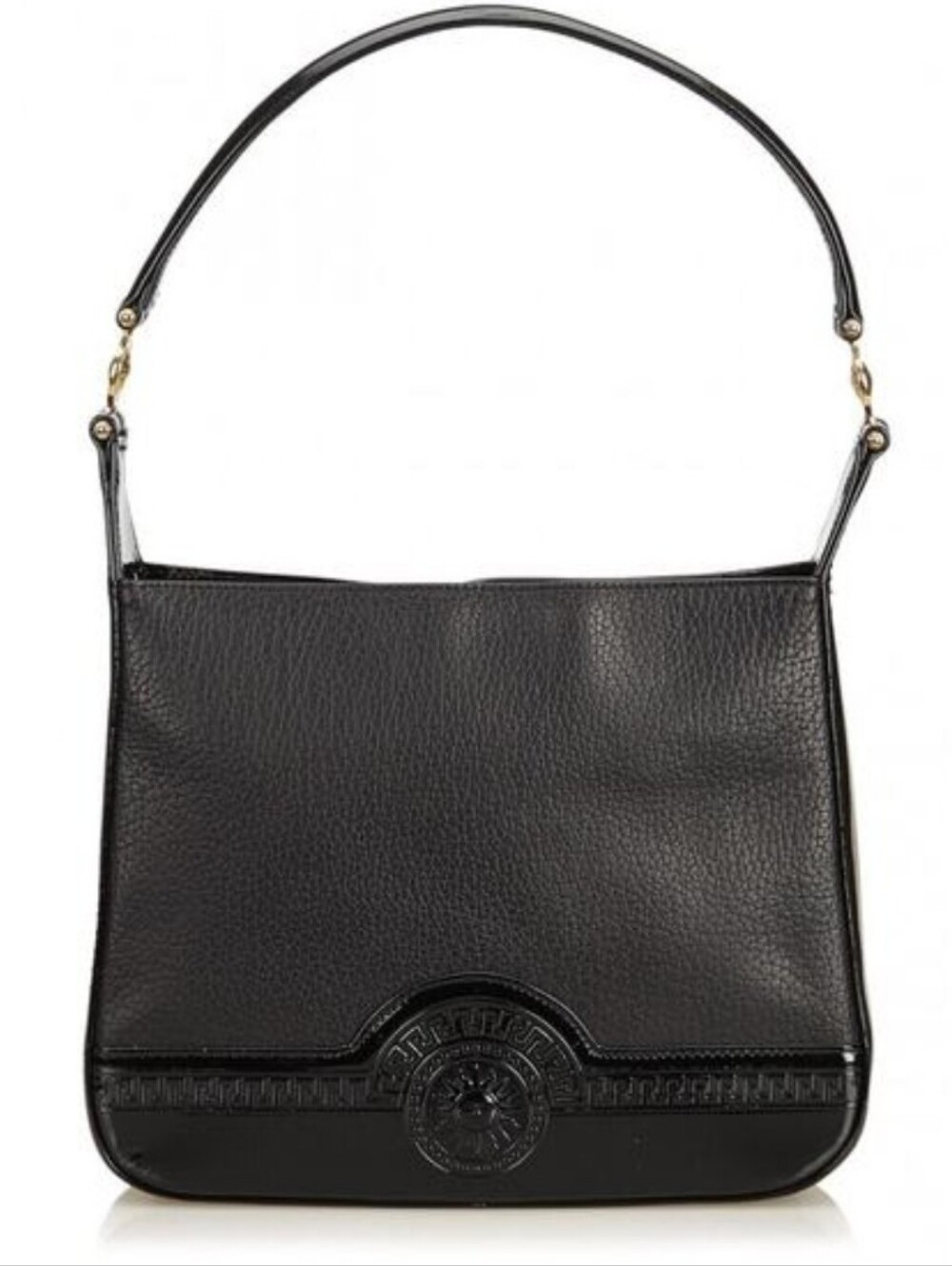Versace Sunburst Vintage black Leather shoulder bag (with callout)